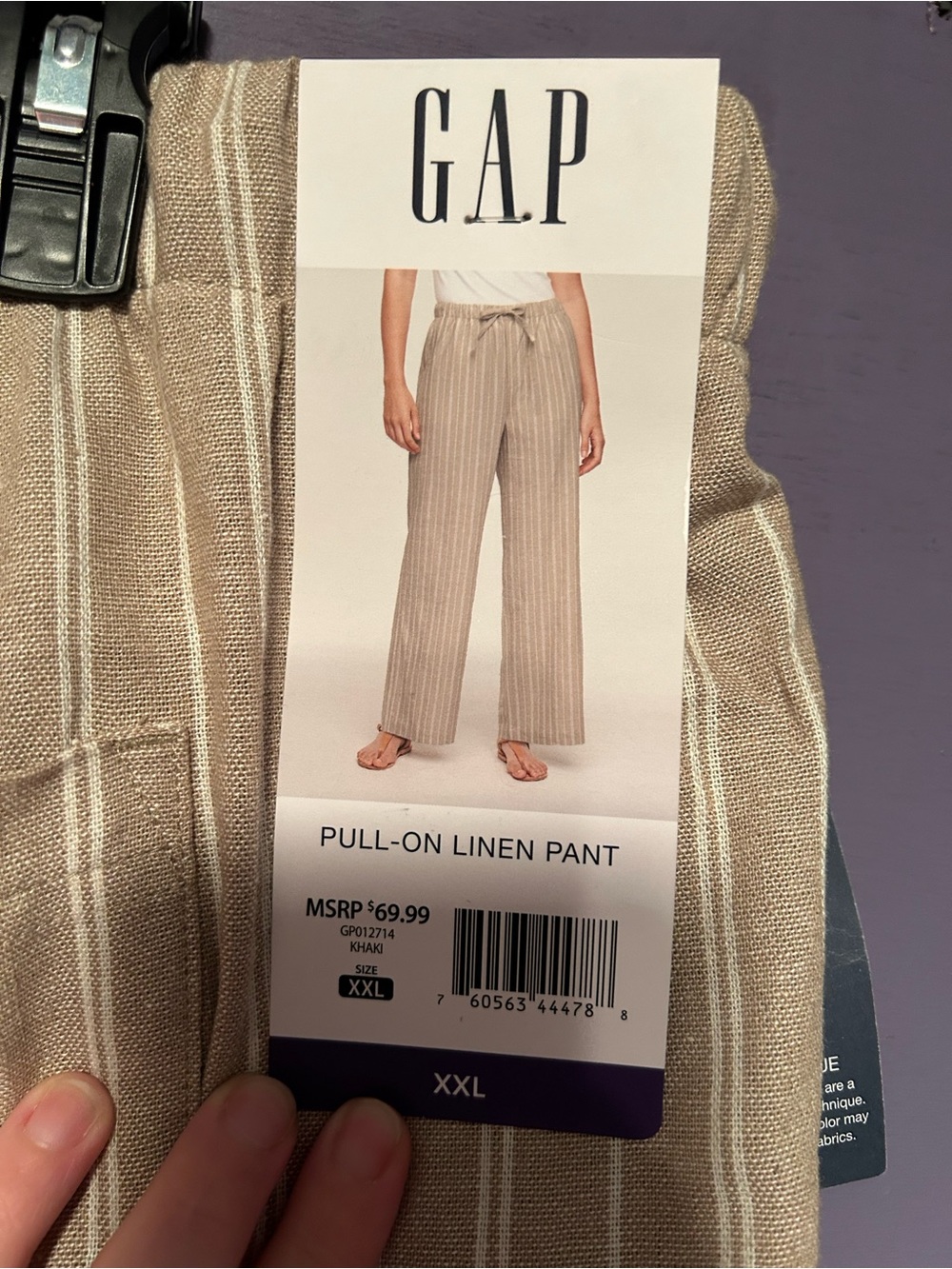 Gap cream and tan striped linen pants in XXL  new with tags